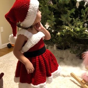 Crochet Christmas dress and hat